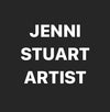 Logo white text 'Jenni Stuart Artist' on blackground. The image is square in shape.